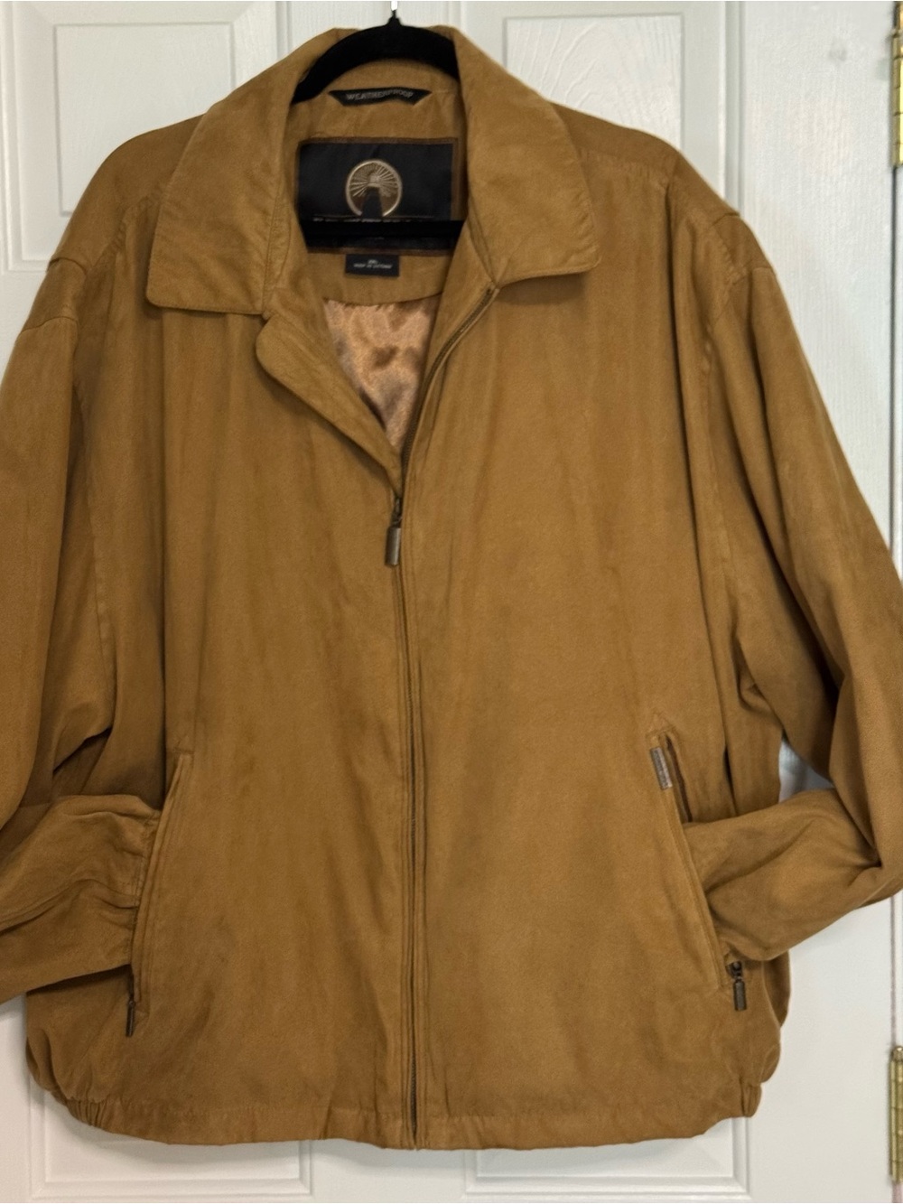 Weatherproof Suede Zip-Front Shirt Jacket - Camel